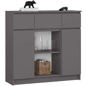COMMODE K100 2D 3T 1P PK GRIS GRAPHITE
