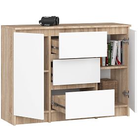 COMMODE K100 2D 3T PK CHÊNE SONOMA / BLANC