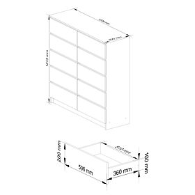 COMMODE K120 10TIROIRS CLP PK CHÊNE ARTISAN / BLANC