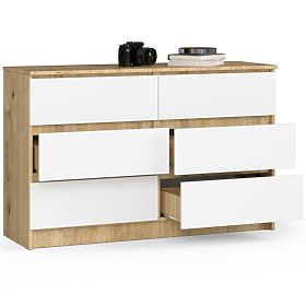 COMMODE K120 6TIROIRS CLP CHÊNE ARTISAN / BLANC