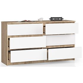 COMMODE K140 6TIROIRS CLP CHÊNE SONOMA / BLANC