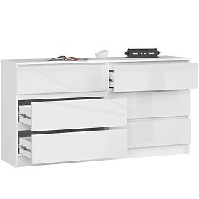 COMMODE K140 6TIROIRS CLP PK BLANC BRILLANT