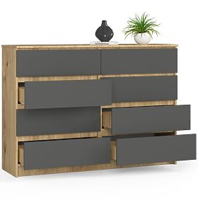 COMMODE K140 8TIROIRS CLP CHÊNE ARTISAN / GRIS