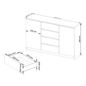 COMMODE K160 2D 4T CLP PK BLANC / GRIS