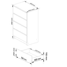 COMMODE K60 4TIROIRS CHÊNE ARTISAN