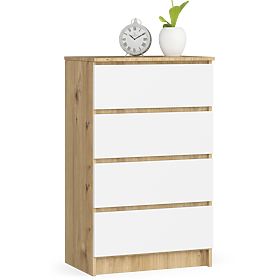 COMMODE K60 4TIROIRS PK CHÊNE ARTISAN / BLANC