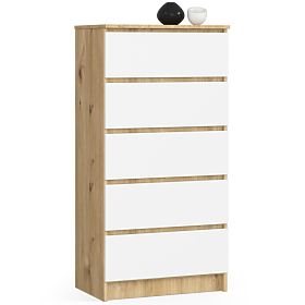 COMMODE K60 5TIROIRS CLP PK CHÊNE ARTISAN / BLANC