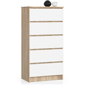 COMMODE K60 5TIROIRS CLP PK CHÊNE SONOMA / BLANC