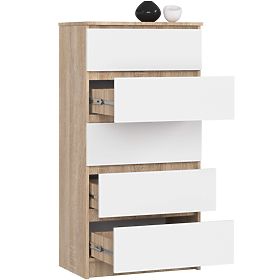 COMMODE K60 5TIROIRS CLP PK CHÊNE SONOMA / BLANC