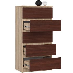 COMMODE K60 5TIROIRS CLP PK CHÊNE SONOMA / WENGE