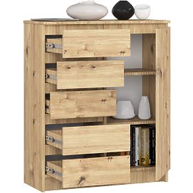 COMMODE K80 1D 5T PK CHÊNE ARTISAN