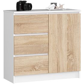 COMMODE K80 JERRY 1D 3SZ PK BLANC / CHÊNE SONOMA
