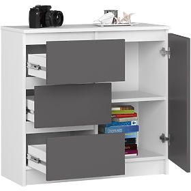 COMMODE K80 JERRY 1D 3SZ PK BLANC / GRIS GRAPHITE