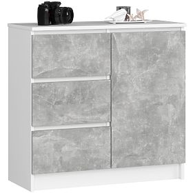 COMMODE K80 JERRY 1D 3T PK BLANC / BÉTON