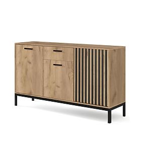 Commode LAMINO KM-1 chêne craft/noir, pieds : noir