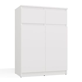 Commode Malwa 2DD2S Armoire 2 Portes 2 Tiroirs pour Salon BLANCHE