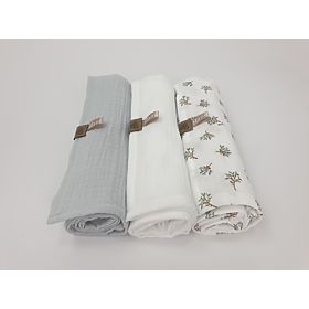 Couches en mousseline 3 pcs - gris clair