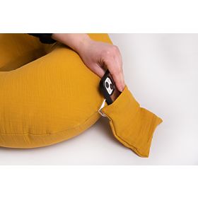 Coussin ajustable en mousseline Heavens - moutarde
