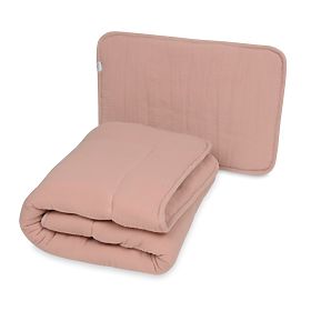 Couverture et oreiller en mousseline avec garnissage 100x135 + 40x60 - rose