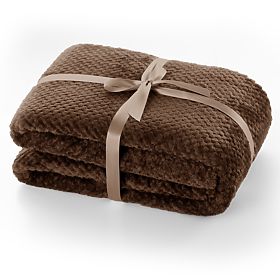 Couvre-lit HENRY marron avec motif jacquard style moderne 220x240