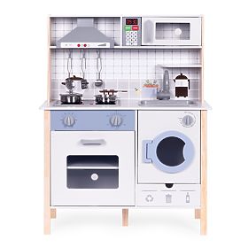 Cuisine en bois pour enfants avec sons, four LED, lave-linge et accessoires de cuisine ECOTOYS, EcoToys