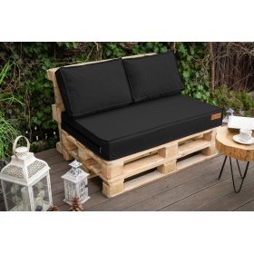 Ensemble de coussins pour meubles en palette - Noir, FLUMI