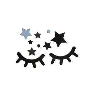 Déco murale : Yeux endormis avec étoiles - bleu