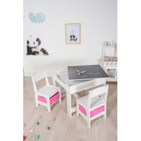 Table pour enfants Ourbaby avec chaises avec boîtes roses, SENDA