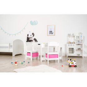 Table pour enfants Ourbaby avec chaises avec boîtes roses, SENDA