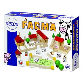 Detoa Jeu de Construction en Bois Ferme 100 Pièces