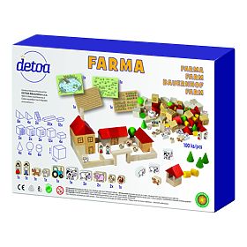 Detoa Jeu de Construction en Bois Ferme 100 Pièces