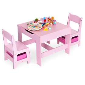 Ensemble de mobilier pour enfants table + 2 chaises tableau rose ECOTOYS, EcoToys