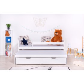 Lit enfant avec lit supplémentaire et barrière Praktik - blanc, Ourbaby