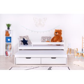 Lit enfant avec lit d'appoint et barrière Praktik - Blanc, Ourbaby