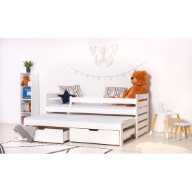 Lit enfant avec lit d'appoint et barrière Praktik - Blanc