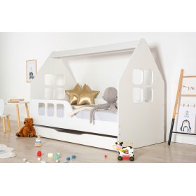 Lit cabane Woody 160 x 80 cm - blanc, Wooden Toys