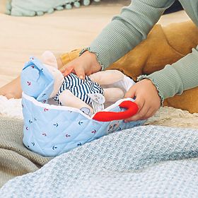 Doudou Jolijou Poupée dans un sac de transport bleu 20 cm, Doudou Jolijou Paris