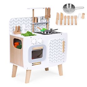 Cuisine en bois pour enfants rétro four brûleurs évier accessoires de cuisine ECOTOYS, EcoToys