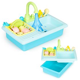 Évier avec robinet rempli d'eau 12 accessoires jouet pour enfants, MULTISTORE