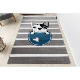 Tapis enfant PETIT - Bulldog - gris-blanc