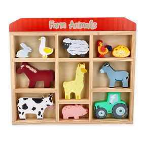 Ensemble d'animaux de la ferme en caisse