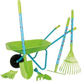 Ensemble d'outils de jardin avec roues