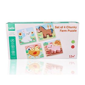 Ensemble de 4 puzzles en bois Ferme, Lelin
