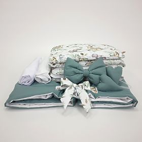 Ensemble de literie en coton pour berceau en osier - vert