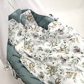 Ensemble de literie en coton pour berceau en osier - vert