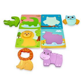 Ensemble de quatre puzzles avec des animaux