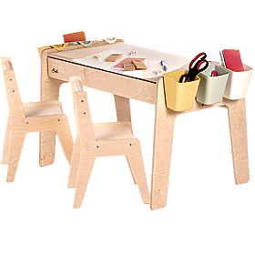 Ensemble de table et deux chaises pour enfants avec accessoires