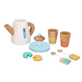Ensemble de thé en bois avec théière et tasses