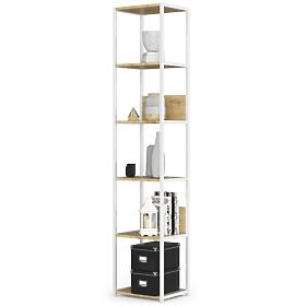 ÉTAGÈRE MÉTALLIQUE LOFT 400 BLANC/CHÊNE ARTISAN