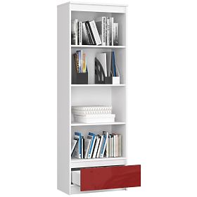 ÉTAGÈRE R 60 cm CLP 1 TIROIR 4 ÉTAGÈRES BLANC / ROUGE BRILLANT